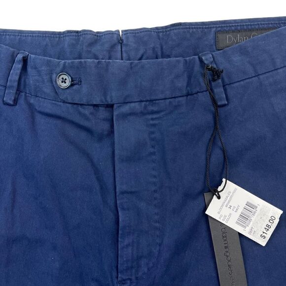 New Dylan Gray Men US 34 Navy Blue Chinos Pants Classic Straight Leg Cotton - Picture 11 of 12